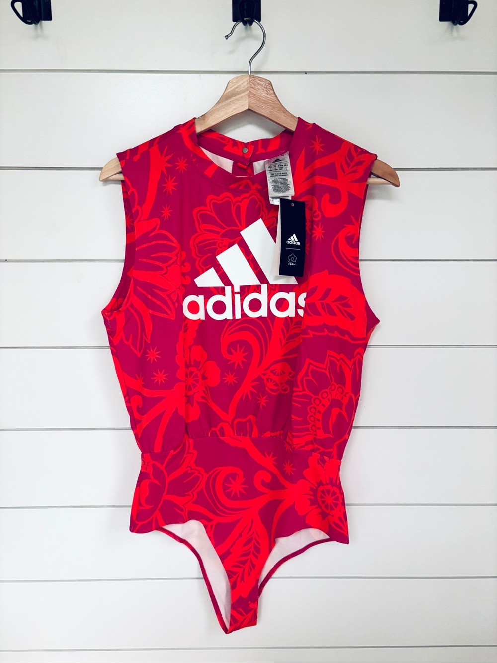 FARM rio x Adidas Magenta Pink and Coral Bodysuit
